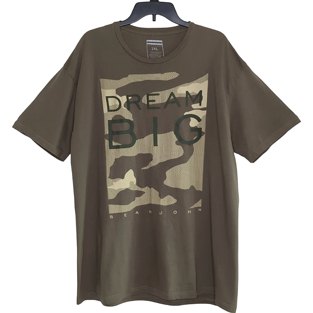 Sean John Men's Dream Big Olive Green Short Sleeve Crew Neck T-Shirt Size 2XL